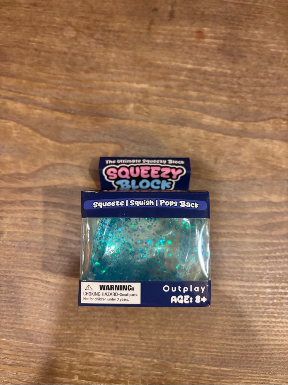 Squeezy Block Glitter Stress Toy - Teal Blue